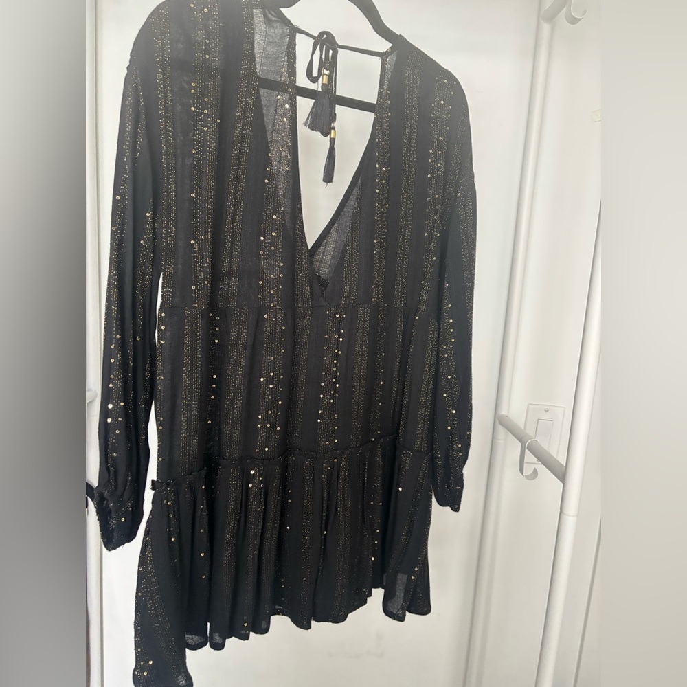 L*Space Black and Gold Sequin Cover Up / Dress - Small - Picture 2 of 4